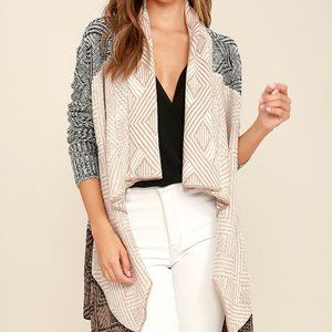 Amuse Society Aven Beige and Black Print Cardigan
